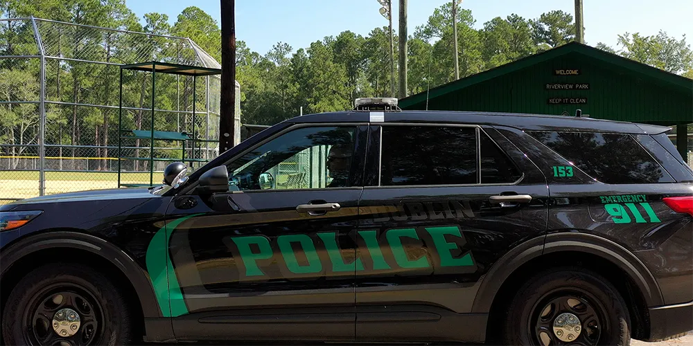 Police car at sports park